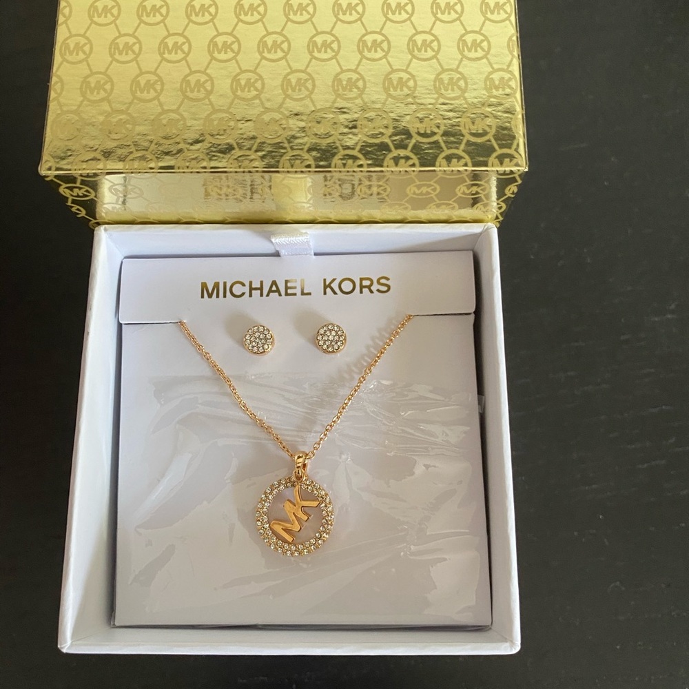 Michael Kors gold Necklace & Earring gift set